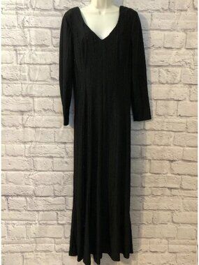 Vtg 70s Cocktail Dress Alfred Werber New York Los Angeles MAXI Bead Strand Black